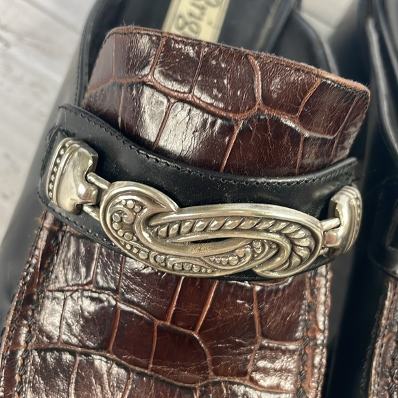 Brighton Classic Brown and Black Metal Embellished Leather Mules - Picture 8 of 11